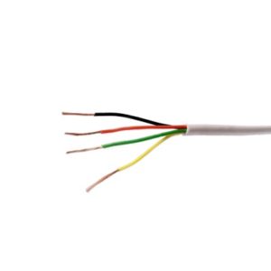 Cable de 4 conductores para alarmas y dispositivos de notificación, color blanco, calibre 22 AWG