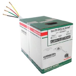 Bobina de cable de 152 metros de cable,18 AWG, 2 pares, Uso INTEMPERIE tipo CM-CL2, de color blanco, para aplicaciones de alarmas de intrusión/Control de Acceso/ Automatización / Interfonos y Tv Porteros