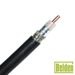 Retazo de 30 Metros de Cable coaxial tipo RG-8/U, conductor central de 2.74 mm en cobre sólido cal. 10, con 90% de blindaje de malla trenzada de cobre estañada + cinta Duobond, aislamiento de polietileno semi-sólido, forro de PVC. PRE