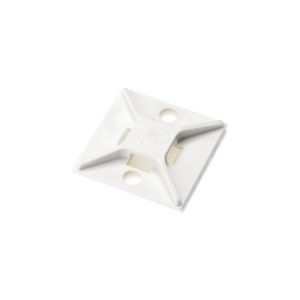 Sujetador Para Cable con Cinchos, de 4 Vías, con Adhesivo, 25.4 x 25.4mm (1in x 1in), Color Blanco, 1 pieza