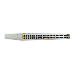 Switch PoE+ Stackeable Capa 3, 48 puertos 10/100/1000 Mbps + 4 puertos SFP+ 10 G y dos bahías hotswap PSU, Versión Federal