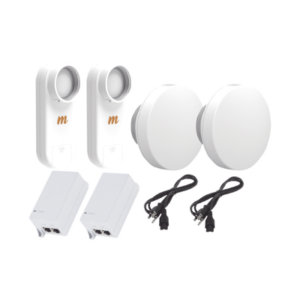 Kit de 2 radios C5X con 2 antenas de (12 dBi), rango de frecuencia extendida (4.9 a 6.4 GHz),  incluye inyector POE, distancia de hasta 3 km