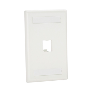 Placa de Pared Vertical Clásica, Salida Para 1 Puerto Mini-Com, Con Espacios Para Etiquetas, Color Blanco Mate