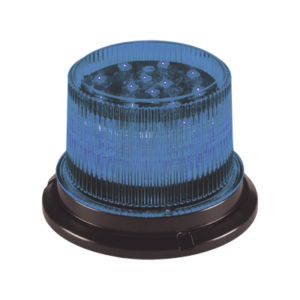 Baliza LED, 12 / 24 Vcd, lente transparente LED azul, 12 LED auxiliares en la parte superior brindan una iluminación vertical y horizontal de 360 ??°