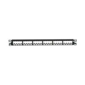 Panel de Parcheo Modular Mini-Com (Sin Conectores), Plano, Totalmente Blindado, de 24 puertos, 1UR