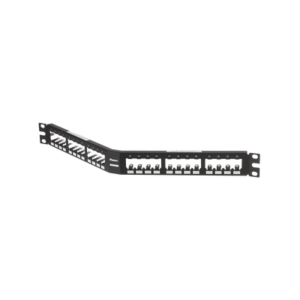 Panel de Parcheo Modular Mini-Com (Sin Conectores), Angulado, Totalmente Blindado, de 24 puertos, 1UR