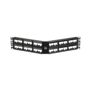 Panel de Parcheo Modular Mini-Com (Sin Conectores), Angulado, Sin Blindaje, Con Etiqueta y Cubierta, de 48 puertos, 2UR