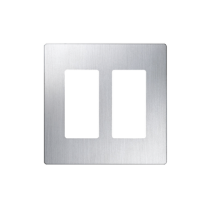 Placa de pared 2 espacios, diseño tipo metálico, para atenuador (dimmer), apagador ó control remoto inalámbrico LUTRON.