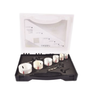 Kit de broca sierras (3/4 - 2 1/4 in) incluye 6 piezas de broca sierras, 2 adaptadores y resorte de expulsión.