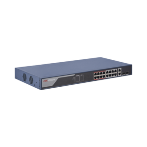 Switch PoE+ / 16 puertos 10/100 Mbps PoE+ (hasta 250 m) + (2 Puertos 10/100/1000 Mbps + 2 puertos SFP) Uplink / 230 W, Hik-ProConnect y Hik-Central