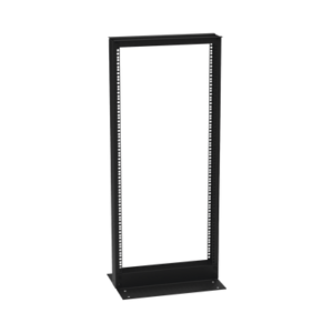 Rack de 2 Postes (Doble Perforación), Estándar 19", 24 Unidades, Fabricado en Acero, Base "L" para Anclar a Piso.