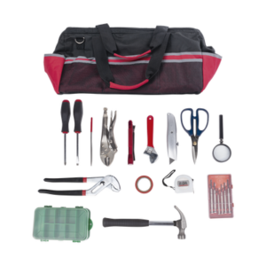 Kit de herramientas de reparación con 15 piezas, incluye maleta de herramientas.