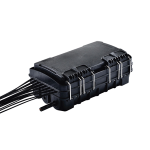 Caja de Distribución de Fibra Óptica para 24 Empalmes, con 8 acopladores SC/APC simplex, Exterior IP65, Color Negro