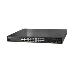 Switch PoE administrable L2 de 24 puertos 10/100 Mbps con 12 puertos PoE 802.3af + 2 puertos Gigabit/SFP