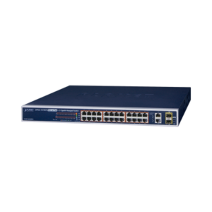 Switch no administrable de 24 puertos PoE+, 2 combo TP/SFP Gigabit y pantalla LCD para monitoreo
