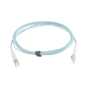 Jumper de Fibra Óptica Multimodo 50/125 XGLO OM3, LC-LC Duplex, OFNR, Color Aqua, 3 Metros