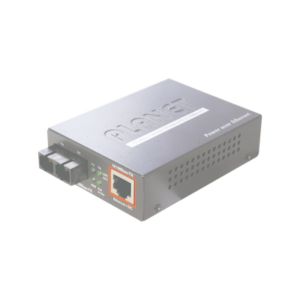 Convertidor de medios 100 Mbps UTP PoE/fibra óptica Mono-Modo hasta 15 Km, conector SC
