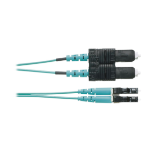 Jumper de Fibra Optica Multimodo 50/125 OM3, LC-SC Duplex, OFNR (Riser), Color Aqua, 3 Metros
