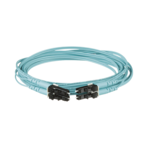 Jumper de Fibra Optica Multimodo 50/125 OM4, LC-LC Duplex, OFNR (Riser), Color Aqua, 1 Metro