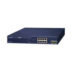 Switch administrable 8 Puertos Gigabit PoE 802.3at Extend Mode hasta 250 mts, 2 Puertos SFP (120W)