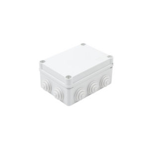 Caja de derivación de PVC Auto-Extinguible con 10 entradas, tapa y tornillo de media vuelta de 1/4", 150x110x70 MM, Para Exterior (IP55)