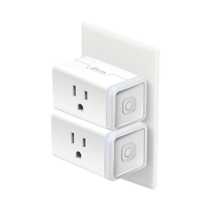 Kit de 2 Mini tomacorriente inteligente Wi-Fi, 100 - 120V~, 50/60Hz, 15.0A, compatible con Amazon Alexa y Google Assistant, color blanco.