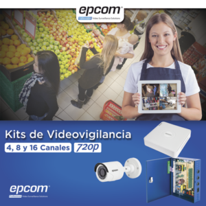 KIT TurboHD 720p / Incluye DVR 8 Ch / 8 Cámaras Balas (exterior 2.8 mm) / Conectores / Transceptores / Fuente de Poder Profesional hasta 15 Vcd para Larga Distancia