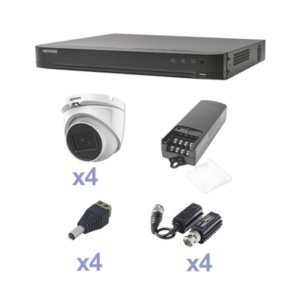 KIT TurboHD con Audio 1080p / DVR 4 Canales / 4 Cámaras Domo (exterior 2.8 mm) / Transceptores / Conectores / Fuente de Poder / AUDIO POR COAXITRON