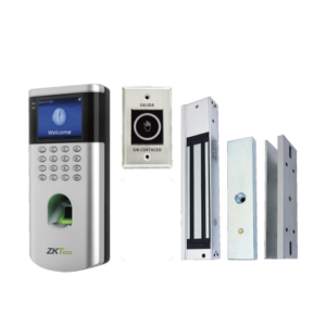 KIT de Control de Acceso LF10/ PUSH / Compatible con ZKBioAccess / 1,500 Usuarios / Chapa magnética / Botón de Salida / Tarjeta de proximidad