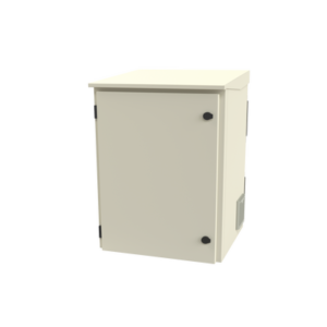 Gabinete con Rack de 19" de 16U para Poste/Torre/Pared de Exterior con Ventiladores, Filtro Lateral y Termostato.
