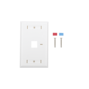 Placa de pared de 1 puerto, Keystone, con espacio para etiqueta, Color Blanco