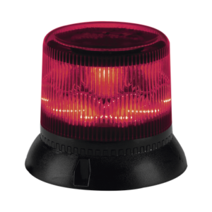 Baliza de LED rojo compacta de doble nivel, discreta lente color rojo, montaje permanente