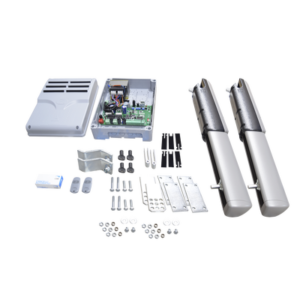 Kit de brazos para automatizar portones vehiculares abatibles de 2 hojas / 3 m / 400 kg / Uso residencial / Compatible con respaldo de energía