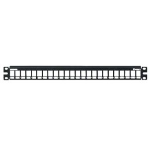 Panel de Parcheo Modular Keystone (Sin Conectores), Numerado y Espacio para Etiquetas, Totalmente Metálico, de 24 Puertos, 1UR