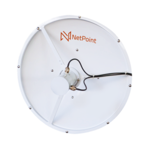 Antena blindada de alto rendimiento de 2 ft, 4 3.3-3.9 GHz, Ganancia 26 dBi, Conectores N-hembra.