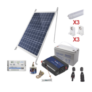 Kit Solar Para Iluminación Básica en Zonas Rurales, 3 Tubos Led
