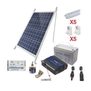 Kit Solar Para Iluminación Básica en Zonas Rurales, 5 Tubos Led