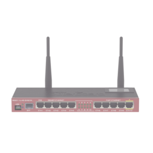 Router Board, 10 Puertos Ethernet, 1 Puerto SFP, Wi-Fi de Gran Cobertura 2.4 GHz Antenas de 4 dBi, hasta 1 Watt de potencia