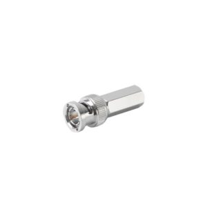 Conector BNC Macho de Ensamble Roscable en Sentido-Manecillas de Reloj para Cable Coaxial RG-59/U, Níquel/ Oro/ Teflón.