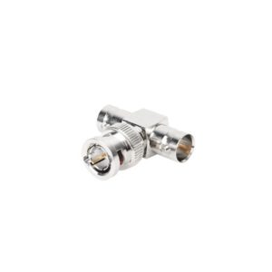 Adaptador en T para 75 Ohm de Conector BNC Macho a Doble BNC Hembra, Niquel/ Oro/ Teflón.