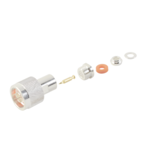 Conector N Macho de Rosca para RG-58/U, RG-142/U, Plata/ Oro/ Teflón.