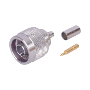 Conector N Macho Coaxial de Anillo Plegable para Cable RG-142/U, Niquel/ Oro/ Teflón.