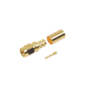 Conector SMA Macho Inverso de Anillo Plegable para Cables 9258, RG-8/X, LMR-240, Oro/Oro/Teflón.