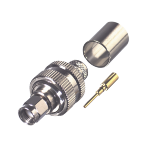 Conector SMA Macho Inverso de Anillo Plegable para cables 9913, LMR-400, RG-8/U, CNT-400.