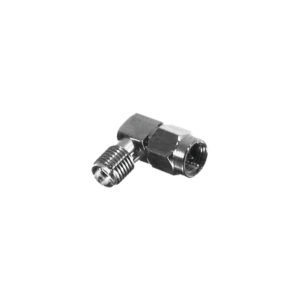 Adaptador en Ángulo Recto, de Conector SMA Macho a SMA Hembra Níquel/ Oro/ Teflón.