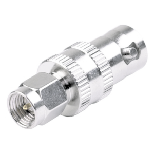 Adaptador en Línea de Conector SMA Macho a BNC Hembra, Níquel/ Oro/ Teflón.