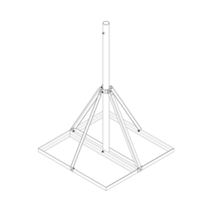 Base No Penetrante de 0.9 x 0.9 m con Mástil de 1.5 m Ced.30 para Instalación de Antenas SIN NECESIDAD DE PERFORAR EL TECHO (HOT-DIP).