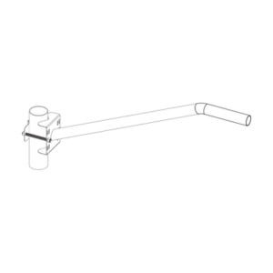 Brazo Galvanizado para Luminaria 2" Diámetro con Abrazadera para Poste hasta 3" Diámetro.