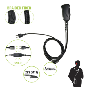 Micrófono con cable de fibra trenzada serie SNAP compatible con Motorola Serie APX y TRBO (XPR6XXX/7XXX).