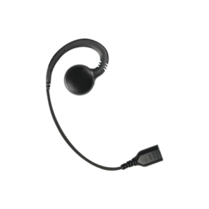 Auricular giratorio con gancho en forma de "G" con cable de fibra trenzada y conector SNAP.  Requiere micrófono de solapa de 1 o 2 hilos de la Serie SNAP.